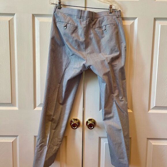 BLUE AND WHITE PINSTRIPE COTTON/LINEN TAILORED SLIM FIT by BANANA REPUBLIC 33x30 - Picture 5 of 6